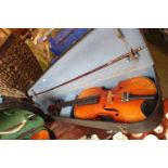 Cased Edwardian Violin with Bow