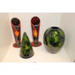 4 Anita Harris Art Pottery glazed studio vases with marks to base