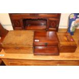 Collection of assorted 19thC and later wooden boxes and a collection of Hair dressers items