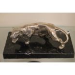 Deco figure of Chrome Tiger mounted on marble base