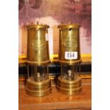 2 Vintage Brass Miners Lamps by Hockley Lamp and Limelight Company