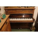 Sebestons of London upright Piano with barley twist supports