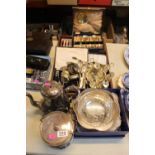 Collection of assorted Silver plated tableware inc. Cutlery sets, Jasperware biscuit barrel etc