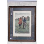 Walter Dendy Sadler (1854-1923), The First Tee coloured print mounted and framed 28 x 38cm