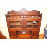19thC Mahogany Smokers cabinet with glass panel doors under gallery top.