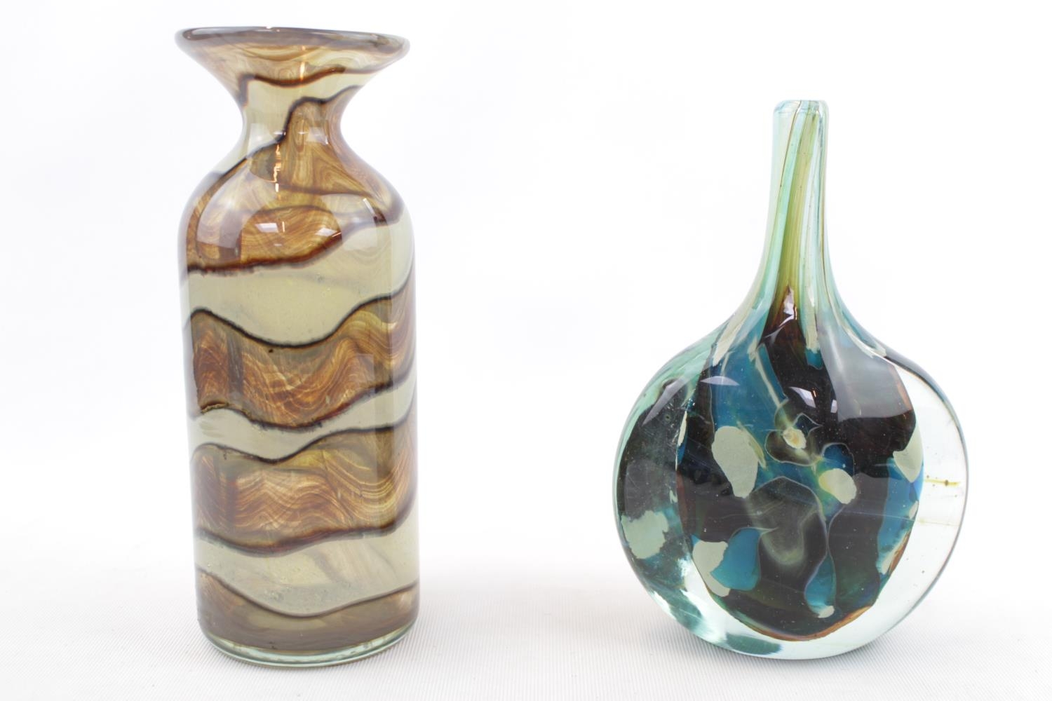 Mdina Glass mottled glass bottle vase and another Mdina glass vase