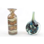 Mdina Glass mottled glass bottle vase and another Mdina glass vase