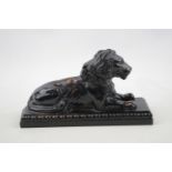 Painted spelter Lion table lighter of regal form