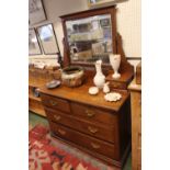Edwardian Walnut Dressing table of 2 over 2 drawers with brass drop handles