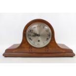 Inlaid Edwardian clock with numeral dial and Stoneware foot warmer