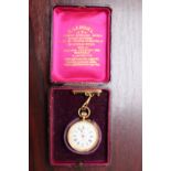 Ladies European 18K Gold Pocket watch with roman numeral dial in H Samuel case 21g total weight