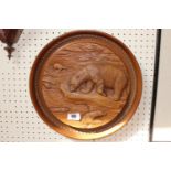 Carved Hardwood Roundel of Polar bears