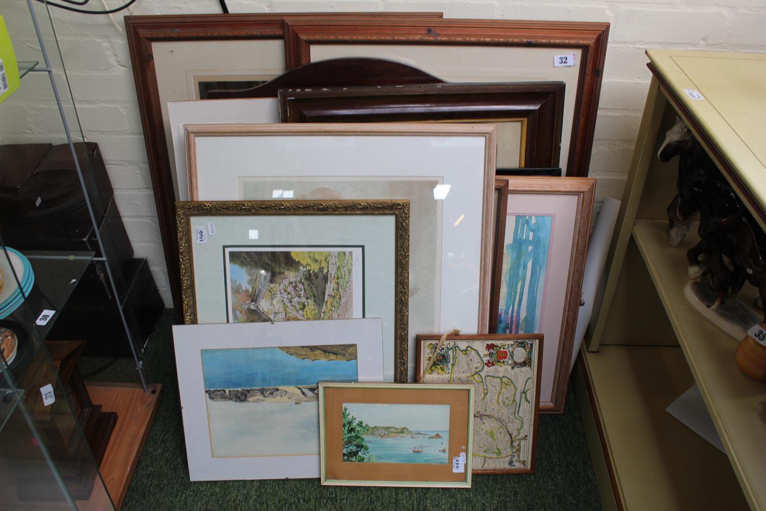 Large collection of assorted Pictures and prints inc. Watercolours, Maps etc