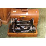 Good quality Oak Cased Singer Sewing Machine with key
