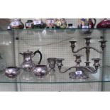 Collection of assorted Silver plated tableware inc. 3 Piece Tea set, Candelabra and posy vase