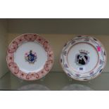 2 19thC Armorial cabinet plates possibly European
