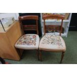 Pair of Edwardian Inlaid Bedroom chairs with Tapestry seats