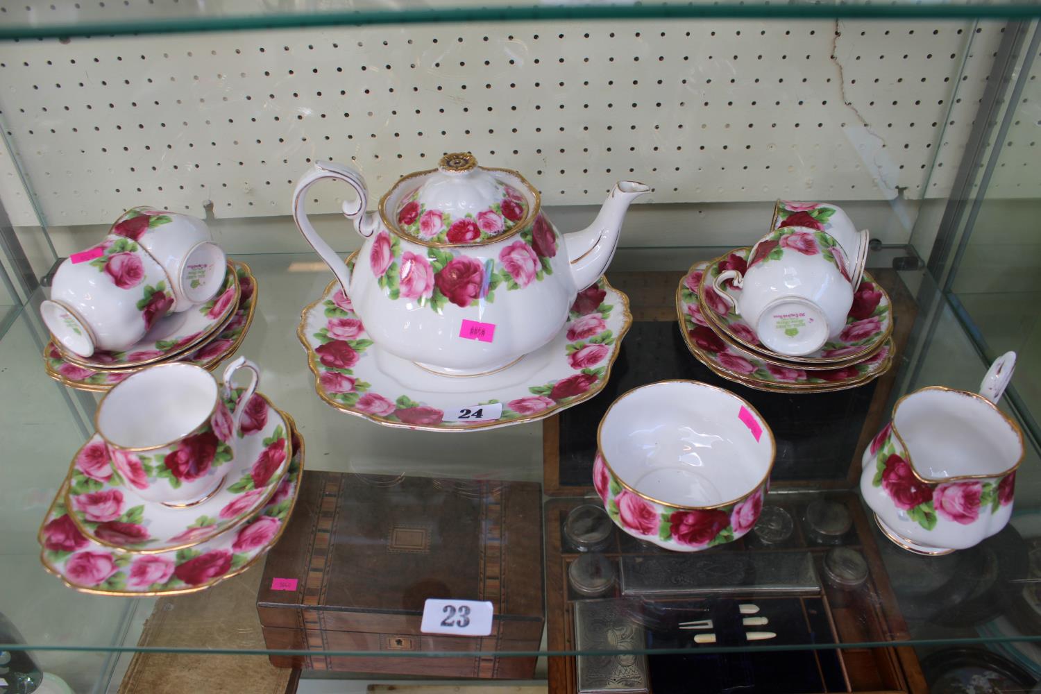 Royal Albert Old English Rose pattern tea set for 5