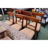 Collection of 6 Victorian Mahogany Chairs with upholstered seats on turned supports