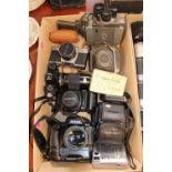 Box of assorted Cameras inc Nikon, Olympus etc