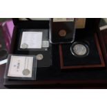 Cased The Queen Victoria First and Last Groat Pair, 1840 East India Silver Rupee and 2 other coins