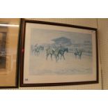 Framed Horse racing print by Joy Hawken dated 1987 37 of 275