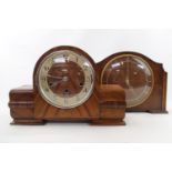 1950s Smiths Oak cased mantel clock and Deco Walnut cased clock