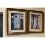 Pair of Gilt Framed 3d Prints of Women