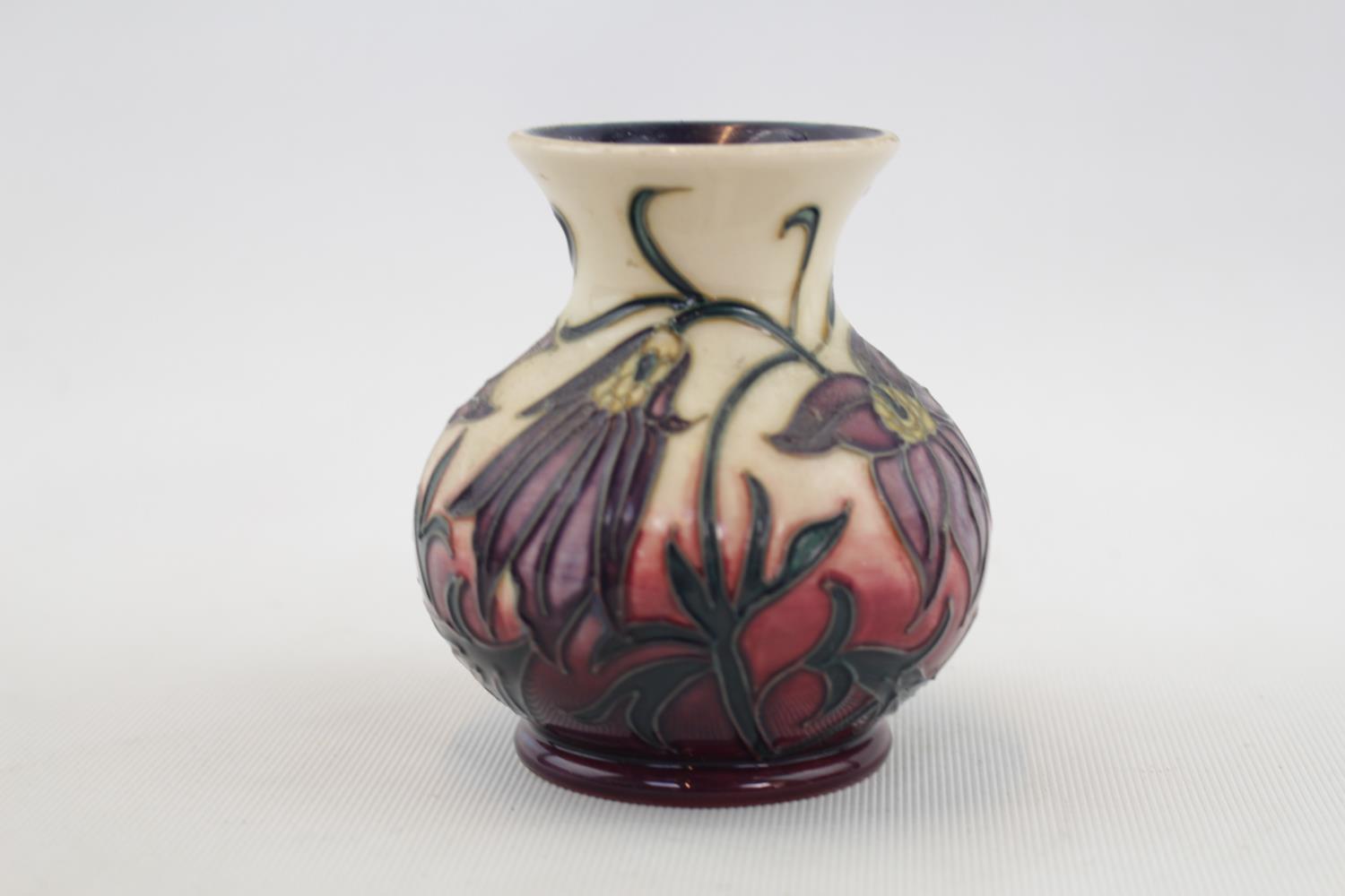 Moorcroft Squat Vase in Pasque flower design 9cm in Height