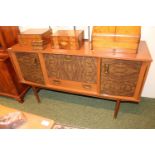 1960s Sideboard with cocktail fall front with cupboard doors