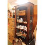 Balinese Hardwood bookcase with wrought metal sides
