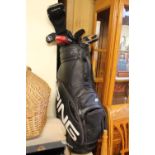 Ping Golf Caddy with assorted Golf Clubs inc. Cobra, Taylor made etc
