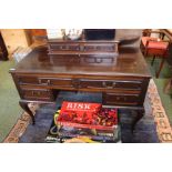 Edwardian Mahogany Dressing table with brass drop handles over cabriole legs