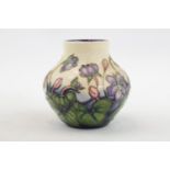 Moorcroft Squat Vase in Hepatica pattern 8cm in Height