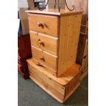 Pine chest of 2 drawers and a Pine blanket box