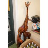 Set of 3 Wooden Carved Giraffe figures