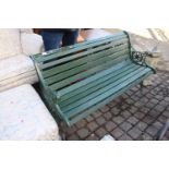 Slatted Vintage Bench with pierced metal ends