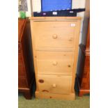 Pine 3 drawer filing cabinet with turned handles