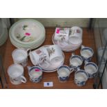 Collection of Coffee cans and saucers to include Susie Cooper and Willow pattern with a Set of
