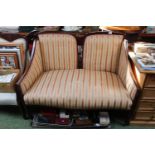 Edwardian Inlaid Sofa with stripped upholstery