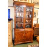 Yew Glazed China cabinet over cupboard base