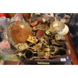Large box of assorted Brass and other bygones
