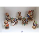 Collection of 7 Hummel figures to include Apple Tree boy, Spring Blossom girl etc