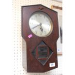 Oak 1920s wall clock with silvered numeral dial