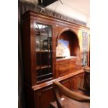 Large 20thC Mahogany Cabinet with fall front flanked by glazed cabinets over cupboard base