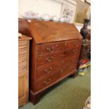 Georgian Mahogany Fall front bureau with fitted interior, 4 drawers with brass drop handles