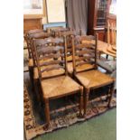 Set of 6 Ladderback Oak chairs with rush seats