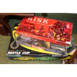 Boxed Scalextric Beetle Cup, Escape from Colditz and Risk