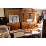 20thC Dining room suite comprising of Glazed dresser, Table and 8 chairs and a Buffet unit