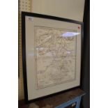 Framed Map of Cambridgeshire sold by Abel Swal. 37 x 43cm